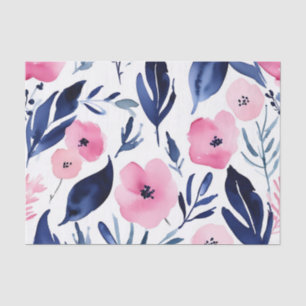 Dynamic Pink and Navy Watercolor Tissue Paper