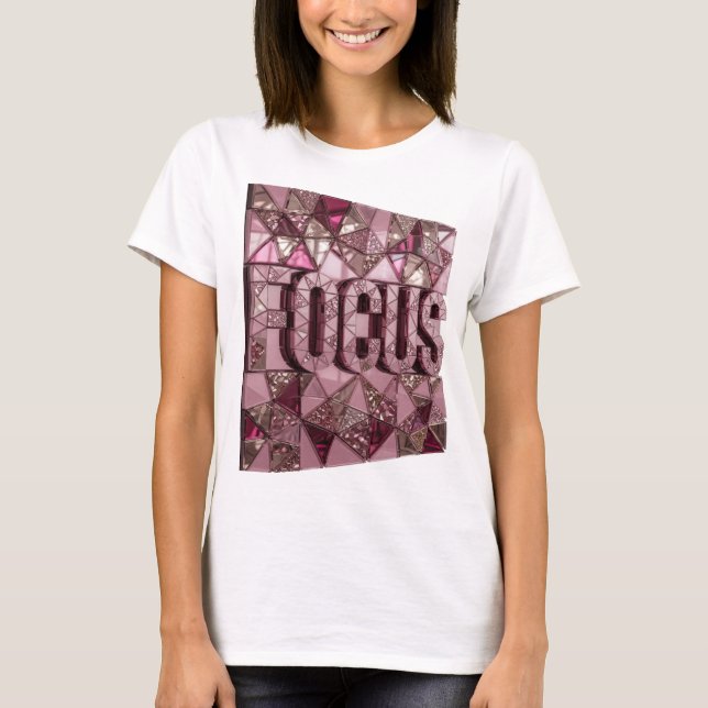 Dynamic Pink FOCUS Text Design T-Shirt (Front)