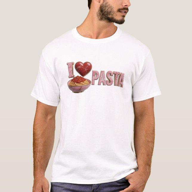 Dynamic Pink I LOVE PASTA Custom Creation T-Shirt (Front)