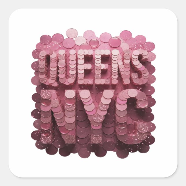 Dynamic Pink QUEENS NYC Sticker Design (Front)