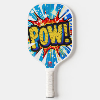 Dynamic 'POW' Comic-Style Pickleball Paddle