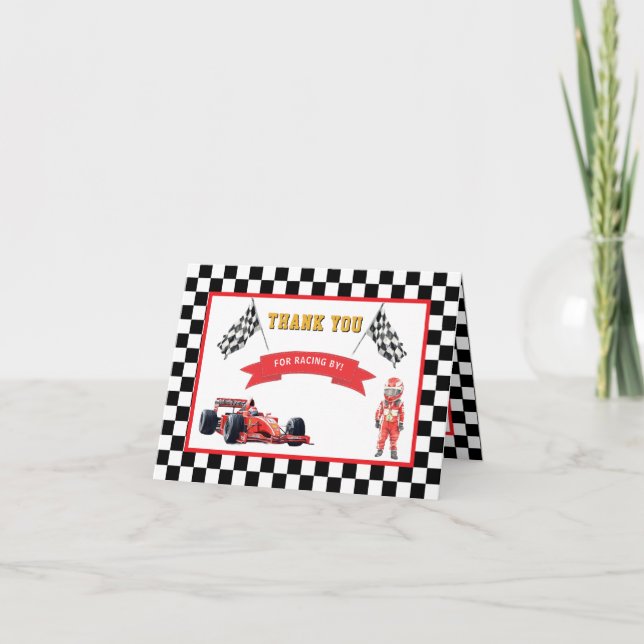 Dynamic Race Car Thank You Greeting Card (Front)