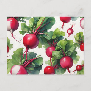 Dynamic Radish Watercolor with Bold Strokes Postcard