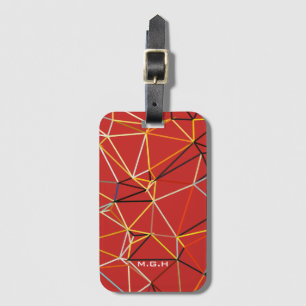 Dynamic Red Abstract Geometric Monogram Luggage Tag