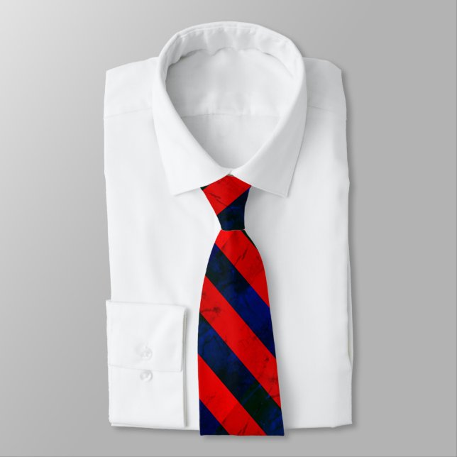 Dynamic Red Blue Striped  Tie (Tied)