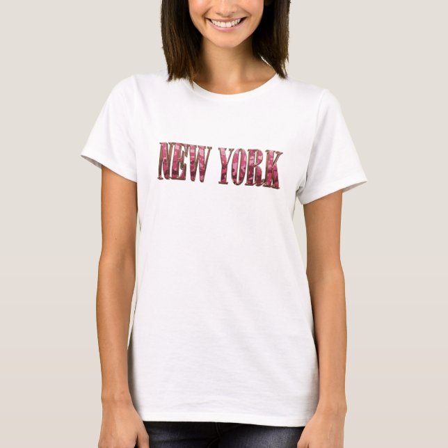 Dynamic Red NEW YORK Text Design T-Shirt (Front)