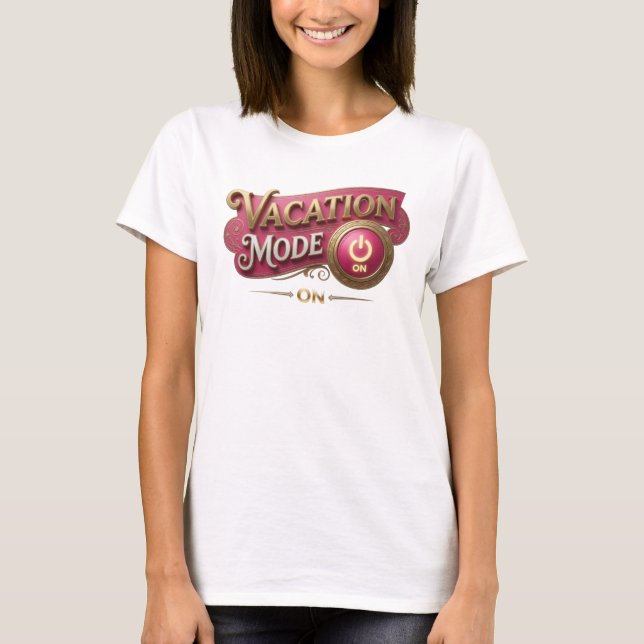 Dynamic Red VACATION MODE ON Wearable Art T-Shirt (Front)