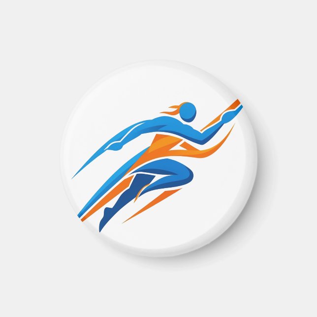 Dynamic Runner Logo Blue Orange Speed Gift Magnet (Front)