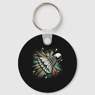 Dynamic Shuttle Burst Badminton Player Key Ring