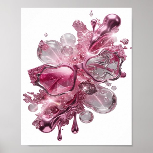 Dynamic Silver ABSTRACT ART Art Print v2 (Front)