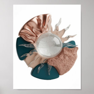Dynamic Silver ABSTRACT ART Artistic Motif Poster