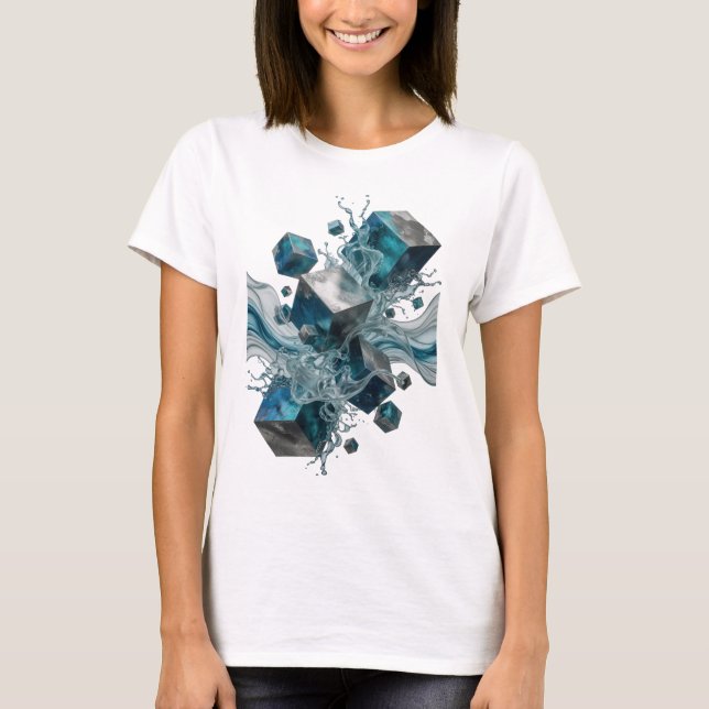 Dynamic Silver ABSTRACT ART Artistic Motif T-Shirt (Front)