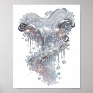 Dynamic Silver ABSTRACT ART Fashion Print