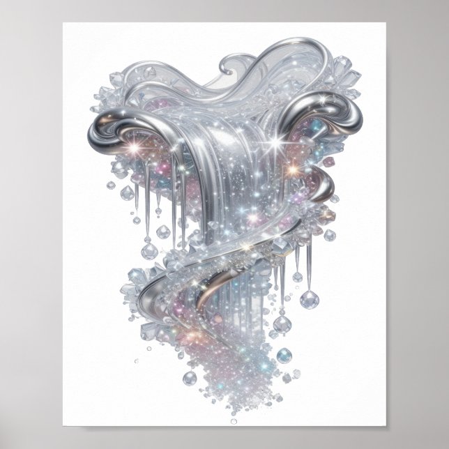 Dynamic Silver ABSTRACT ART Fashion Print (Front)