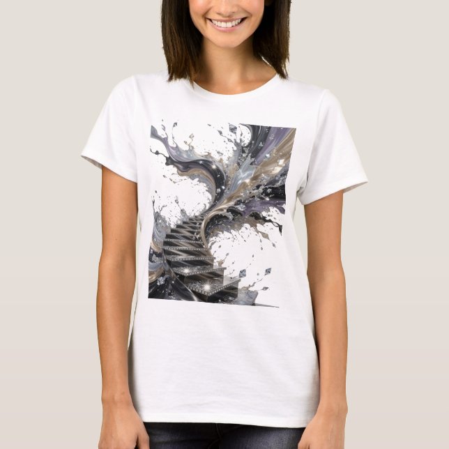 Dynamic Silver ABSTRACT ART Graphic Tee (Front)