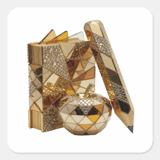 Dynamic Silver Abstract Decal Design Square Sticker (Front)