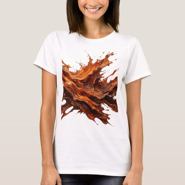 Dynamic Silver CHOCOLATE SPLASH 3D Text Art T-Shirt (Front)
