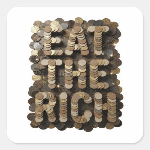 Dynamic Silver EAT THE RICH Decal Art Square Sticker