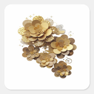 Dynamic Silver GOLDEN FLOWERS Sticker Graphic
