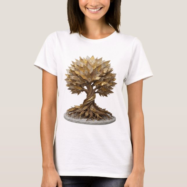 Dynamic Silver GOLDEN TREE OF LIFE Custom Design T-Shirt (Front)