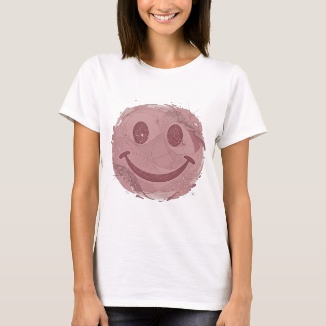 Dynamic Silver HAPPY FACE Print T-Shirt (Front)