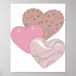 Dynamic Silver HEARTS AND STARS Graphic Design Poster