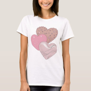 Dynamic Silver HEARTS AND STARS Graphic Design T-Shirt