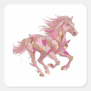 Dynamic Silver PINK AND GOLDEN PONY Sticker Art