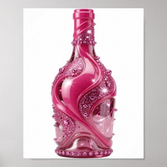 Dynamic Silver PINK GLASS BOTTLE WITH RHINESTONES Poster (Front)