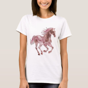 Dynamic Silver PINK GLASS HORSE Statement Design T-Shirt