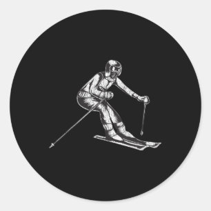 Dynamic Skier Artwork For Winter Sports Lovers Classic Round Sticker
