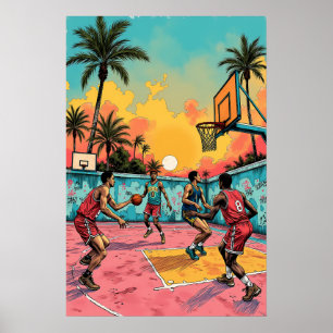 Dynamic Slam Dunk - Basketball Game Illustration Poster