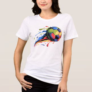 Dynamic Soccer Ball Paint Splatter Colorful Sports Tri-Blend Shirt
