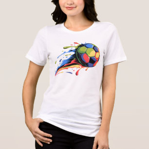 Dynamic Soccer Ball Paint Splatter Colourful Sport Tri-Blend Shirt
