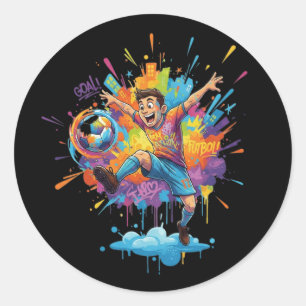 Dynamic Soccer Boy Colorful Cartoon Sticker