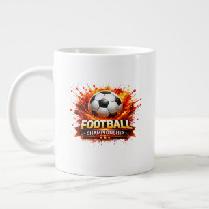 Dynamic Soccer Design with Flames and Action Large Coffee Mug