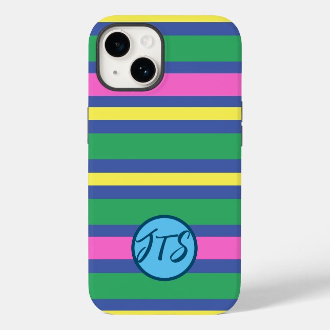 Dynamic Stripes w/Customised Monogram iPhone Case (Back)