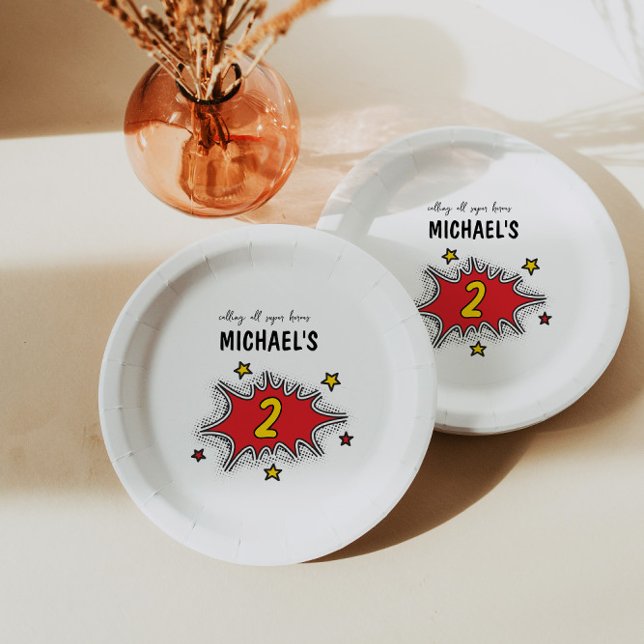 Dynamic Superhero 2nd Birthday Paper Plate (Creator Uploaded)