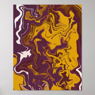 Dynamic Swirls with Dark Yellow, Brown, & White Poster