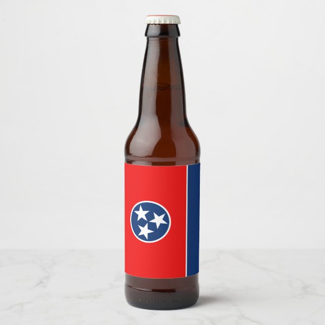 Dynamic Tennessee State Flag Graphic on a Beer Bottle Label (Front)