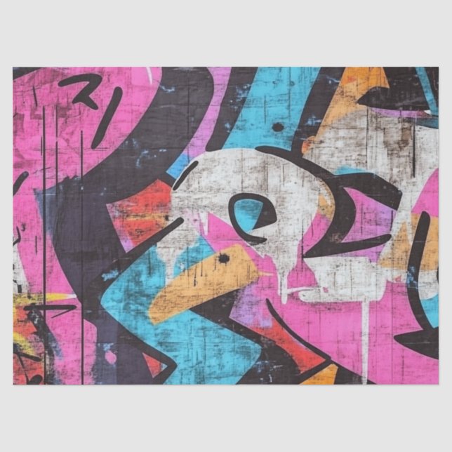 Dynamic Urban Mural with Vivid Graffiti Colours Tissue Paper (Front)