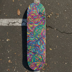 Dynamic Urban Waves Abstract Pattern Skateboard