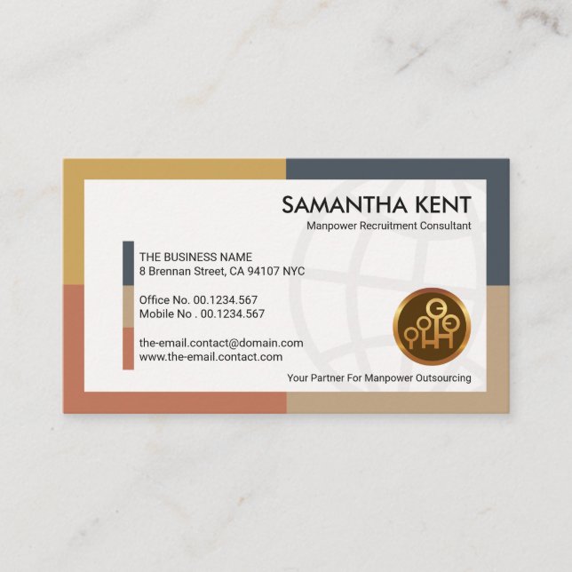 Dynamic White Global Manpower Labour Consultant Business Card (Front)