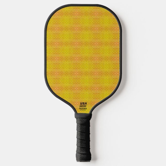 dynamic yellow and black pattern pickleball paddle (Front)