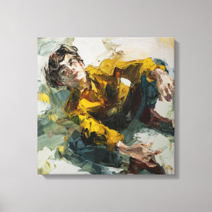 Dynamic Yellow Shirt Impasto BOY Figurative PT Canvas Print