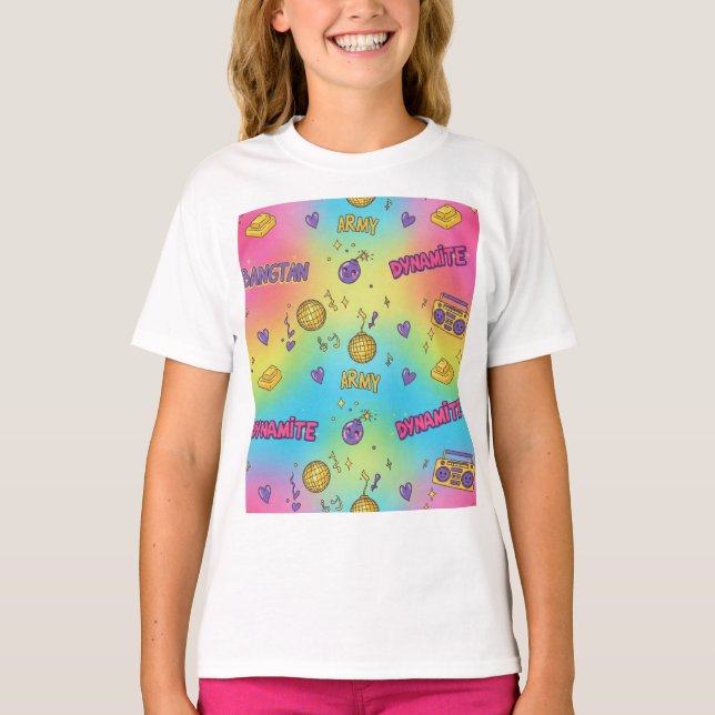 Dynamite Pop Art Rainbow Pattern T-Shirt (Front)