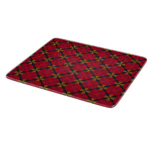 Dynasty Geometry: Red Traditional Chinese Pattern Cutting Board