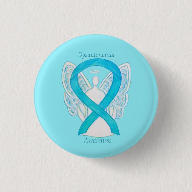 Dysautonomia Awareness Ribbon Angel Pin Buttons (Front)