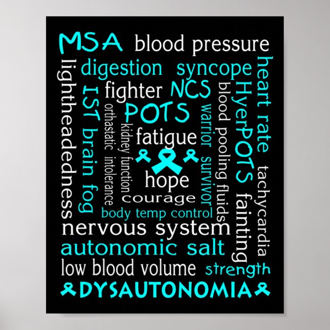 Dysautonomia Awareness T-shirt Teal Ribbon Gift18  Poster (Front)