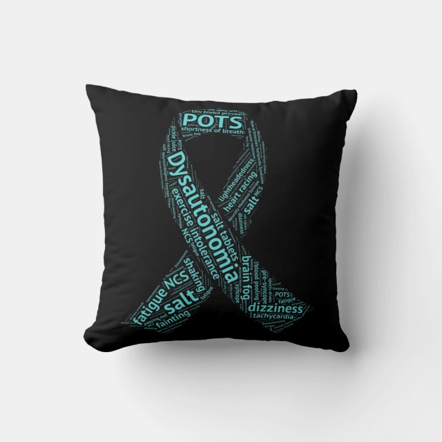 Dysautonomia Awareness T-shirt - Turquoise Ribbon  Cushion (Front)